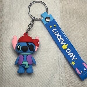Blue Pirate “Stitch” Keychain with Strap Wristlet Rubber Silver HDWRE NWT